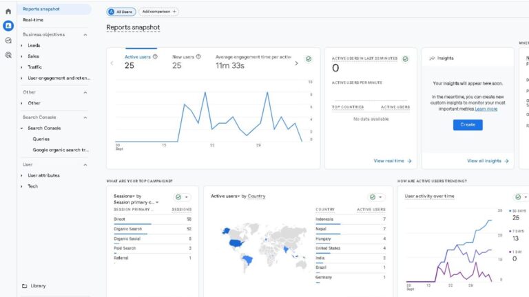 Google Analytics Dashboard by SD Subedi for landing pages for small businesses