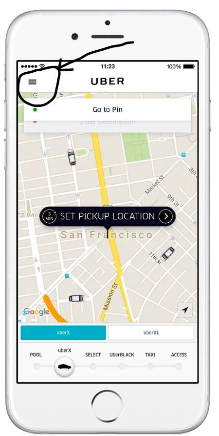 Uber Using Hamburger menu by SD Subedi